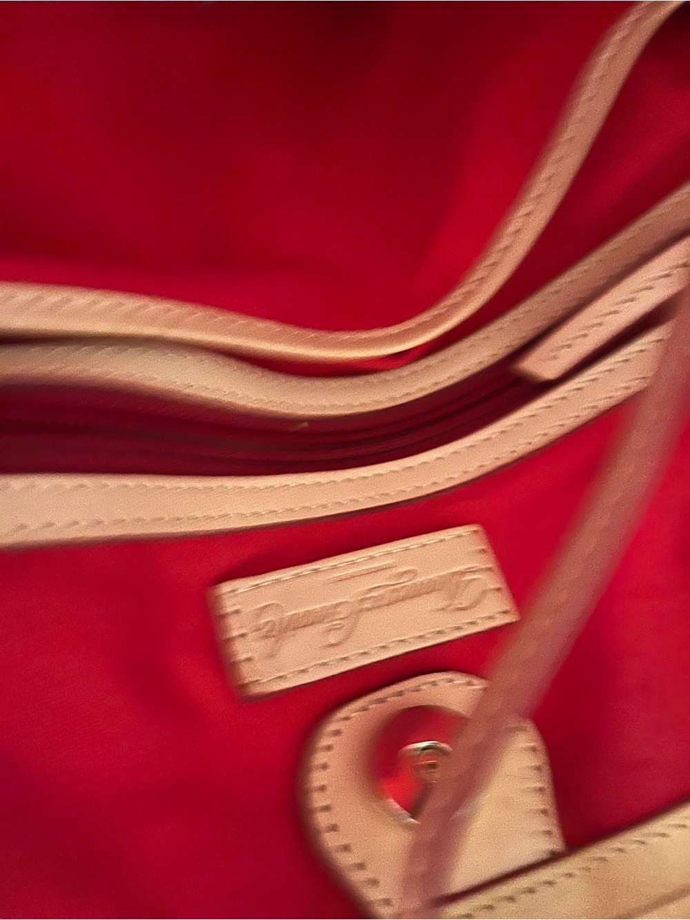 Dooney & Bourke Pink Patent Tote with Tan Straps - Picture 7 of 12
